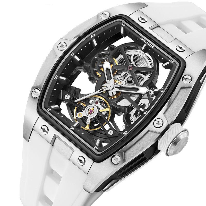 ChronoSport Weißes Zifferblatt – Automatische Skeleton-Sportuhr