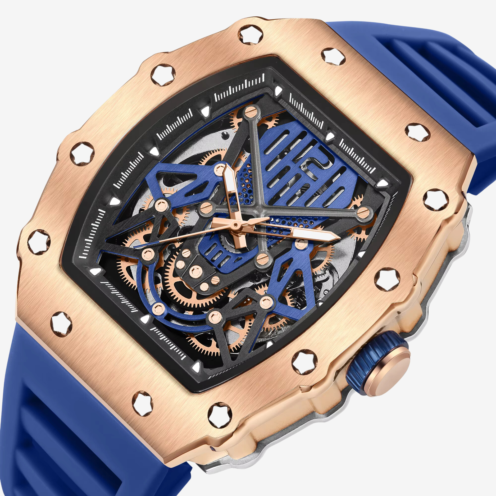 ChronoSport Blau – Automatische Skeleton-Sportuhr